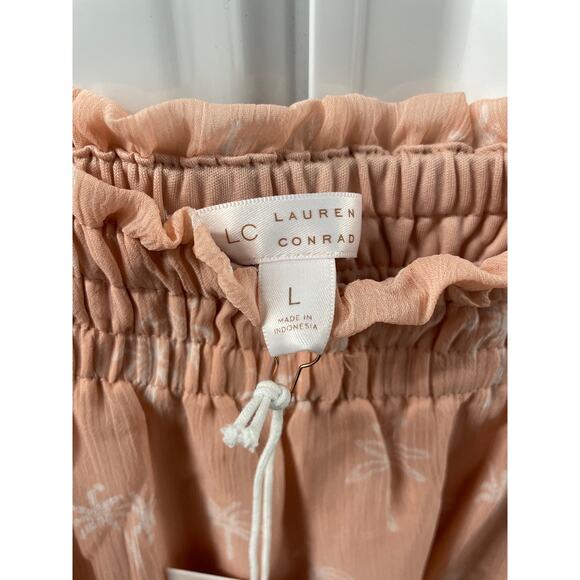 LC Lauren Conrad Lined Ruffled Palm Tree Print Mini Skirt Size L - Picture 3 of 7